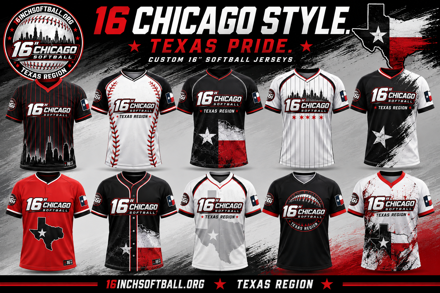 Custom 16 inch Chicago style softball jersey designs
